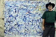 Pollock/Richter style Professional Painting 84”X62” (7 Foot) Abstract Modern XL