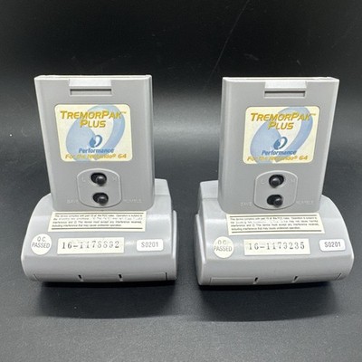 Performance TremorPak Plus Nintendo 64 Rumble Pack N64 White Label Lot of 2