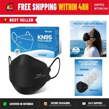 KN95 Face Masks for Adults 50 Pack, 5-Ply Black Disposable Masks