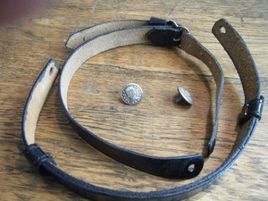 Genuine Air Force Black Leather Dress Hat Adjustable Chin Strap with Buttons