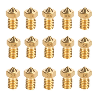 15PCS Brass Nozzles Kit for Anycubic Kobra, 3D Printer 7PCS 0.4Mm Nozzles and 2P