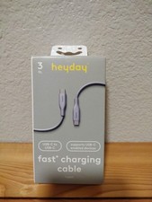 Heyday 3' USB-C to USB-C Fast Charging Cable. Gray