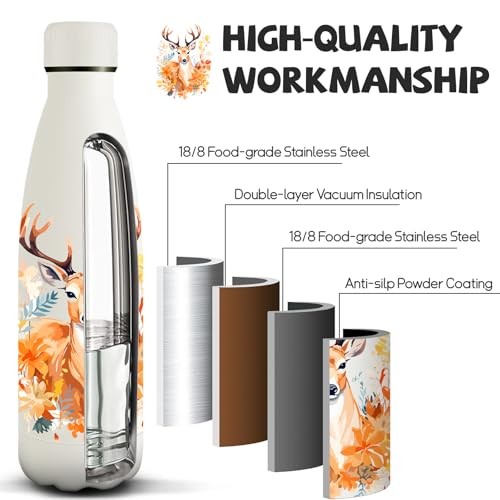 Trinkflasche 500Ml Edelstahl Bpa-Frei Auslaufsicher Isolierflasche Honeyholly-image