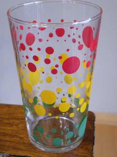 1 - Beverage Drink Glass Federal Polka Dots Tumblers 4-7/8" Tall - FREE SHIP