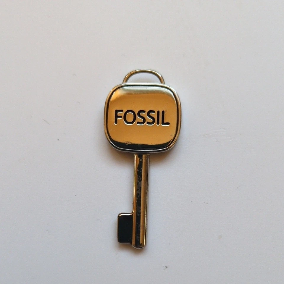 Fossil Purse Key Hang Tag Replacement - Silver Metal w/ Brown & Gold Enamel - Image 2 of 3