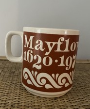 Vintage Hornsea Mayflower Commemorative Mug John Clappison White Brown