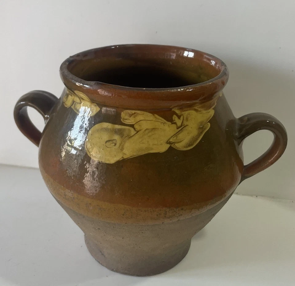 Ancien Pot à Graisse Terre Cuite Vernissée Poterie Art Populaire Déco Collection - Photo 2/4