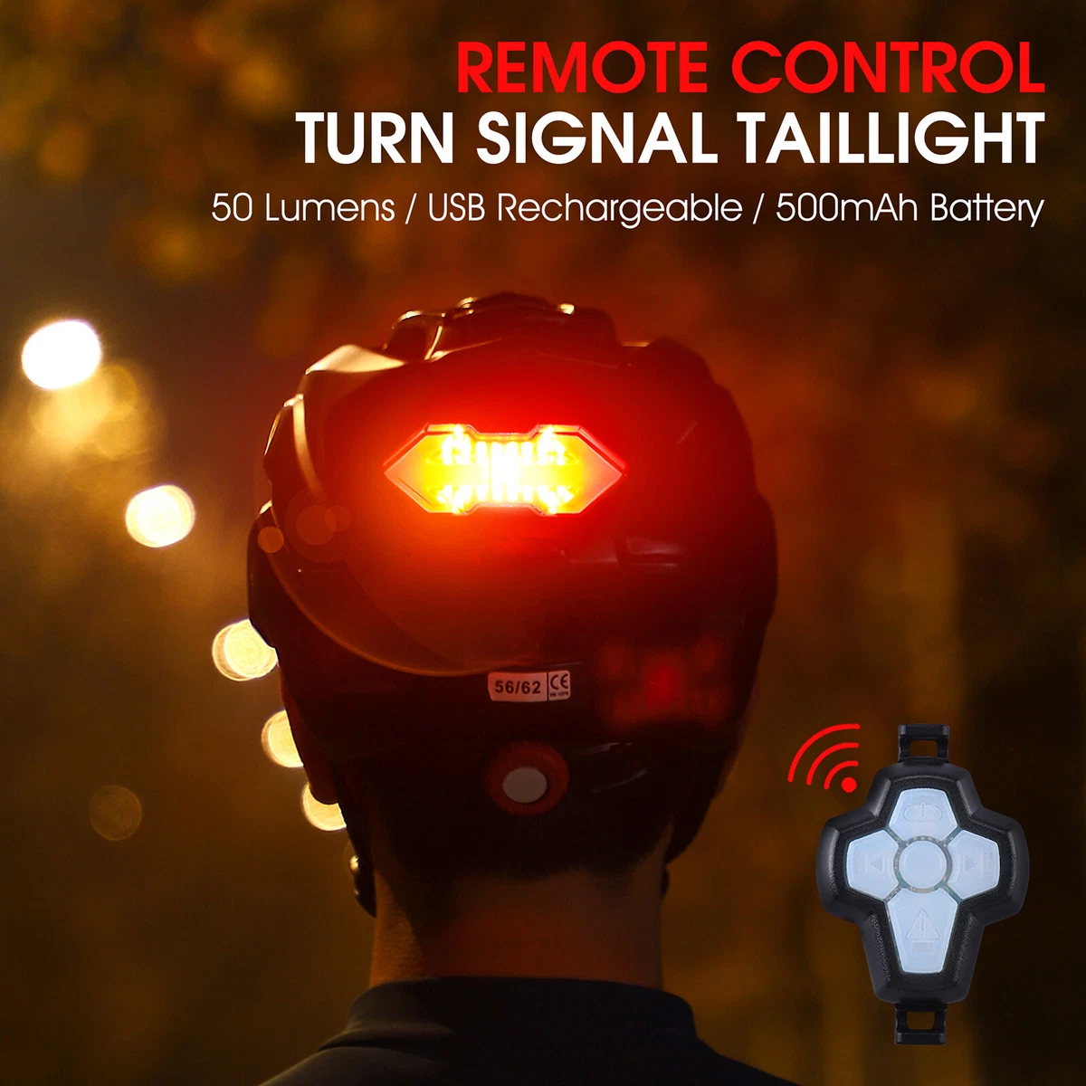 Bike helmet turn best sale signal