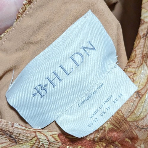 BHLDN ELLA High Neck Balloon Sleeve Dress In Gold NWT Size 12 - Picture 7 of 10