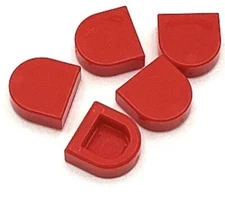 Lego 5 New Red Tiles Flat Smooth Round 1 x 1 Half Circle Extended Parts