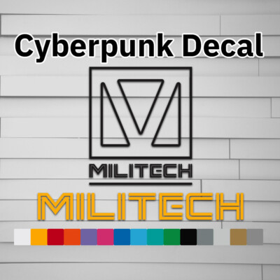 Cyberpunk Militech Vinyl Decal (Sticker, Car laptop window tumbler water bottle)