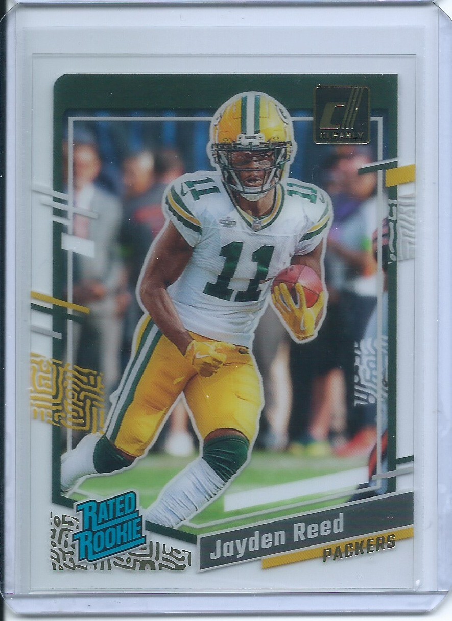 2023 Clearly Donruss Jayden Reed RC #68 Gold Parallel Packers Rated Rookie