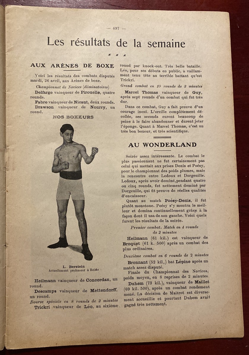 lot 2 revues boxe & boxeurs 1910 + 3 revues boxe 1933/1934