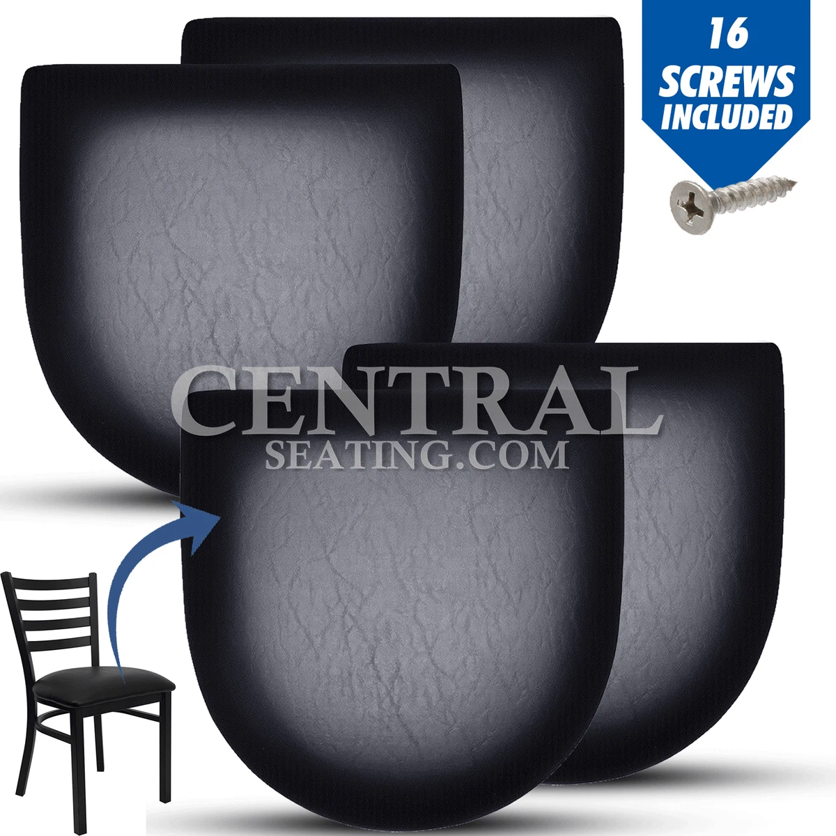 Restaurant Chair Cushion Seat Replacement for Metal Chairs, SET OF 4 BLACK  VINYL