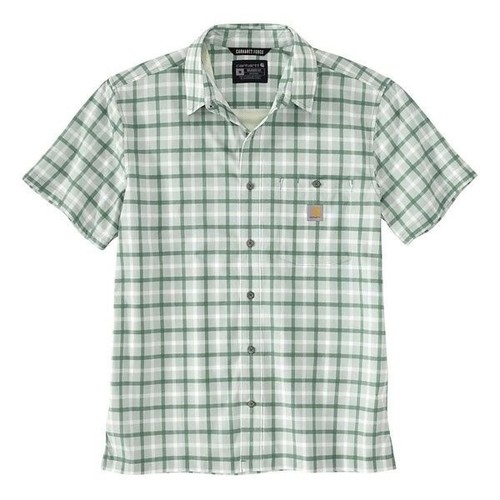 Carhartt Men's Force Sun Defender Rugged Flex Plaid Short Sleeve Shirt Green XL - Picture 9 of 9
