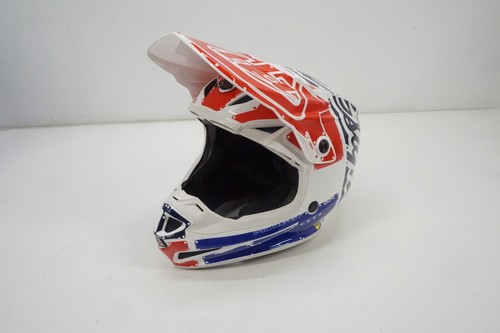 Casco Troy Lee Designs SE4 Poliacrilita Facotry Blanco Azul Rojo Juvenil Mediano AE - Imagen 2 de 13