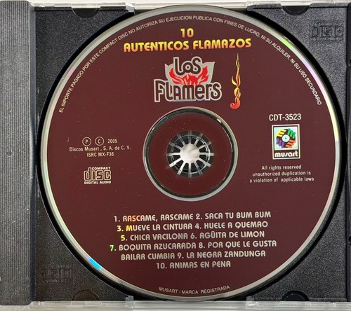 LOS FLAMERS 10 Autenticos Flamazos CD Regional Mexican Cumbia Latin Music 1990s - Picture 4 of 4