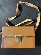 VTG HardCamera Case Patented Made In USA Leather W/Leather Strap Brass Closure