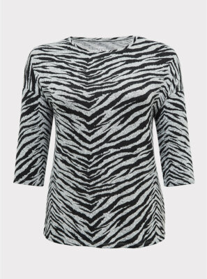 Torrid Super Soft Polish Zebra Drop Shoulder Top Size 1 1x 14 16 #17856