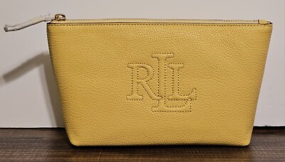 NWOT Polo Ralph Lauren Womens Leather Yellow Mini Purse Bag Stiched RLL