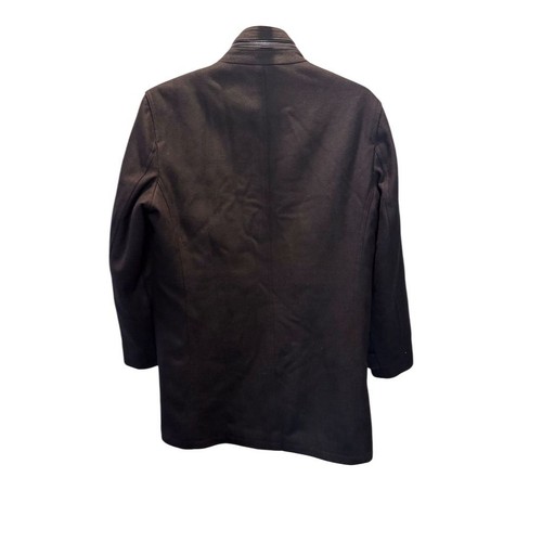 Perry Ellis Men's Black Wool Blend Overcoat Size M Stand-Up Collar - Picture 5 of 15