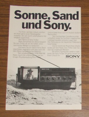 Seltene Werbung vintage SONY TRI-STAR TV Radio Cassettenrecorder 1978