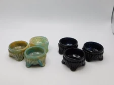 LOT OF 6 VINTAGE SALT CELLARS~CAPRICE PATTERN~DARK BLUE/SLAG/END OF DAY~