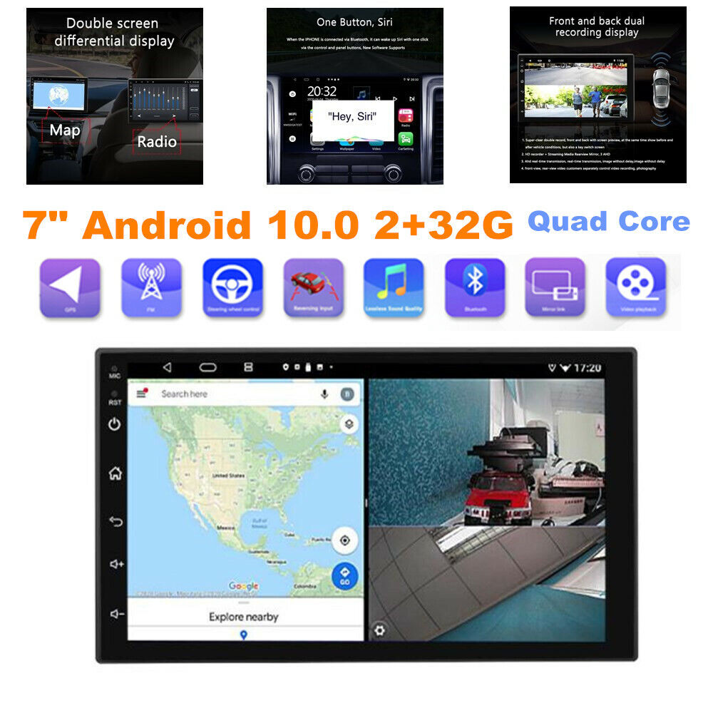 Spille computerspil ånd Lederen 7" Android 10.0 2+32G Double DIN Car Stereo Radio GPS Navi Dash Audio Quad  Core | eBay