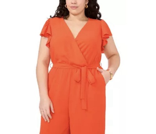 NEW Vince Camuto Plus Size V-Neck Flutter Sleeve Jumpsuit Style #: 92324996 - Picture 3 of 5
