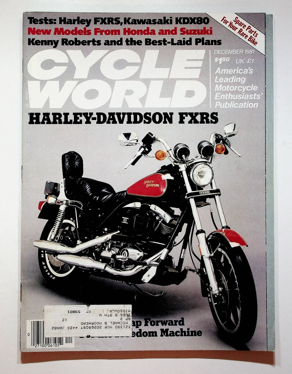1981 December Cycle World Motorcycle Magazine Harley Davidson FXRS Kawasaki KDX