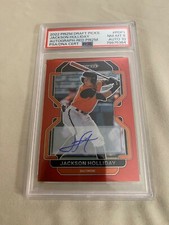 2022 Panini Red Prizm Draft Picks Jackson Holliday RC #/50 PSA 8 Auto 10