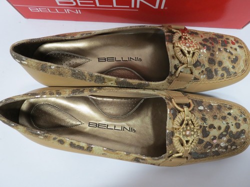 NIB Bellini "Bobcat" Tan Animal Print Slip On Shoes Loafer Size 8 Wide Leather - Picture 4 of 9