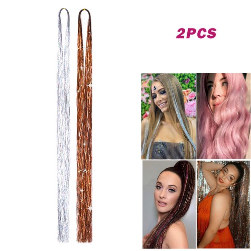 Rainbow Tinsel Hair Holographic Sparkle Hair Piece Highlight Hair Extensions UK - Picture 30 of 66