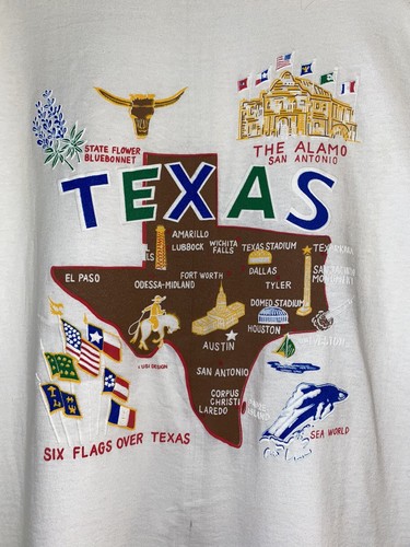 Camisa de colección Texas Map Destinations de punta única para hombre XXL 2XL blanca SS - Imagen 2 de 4