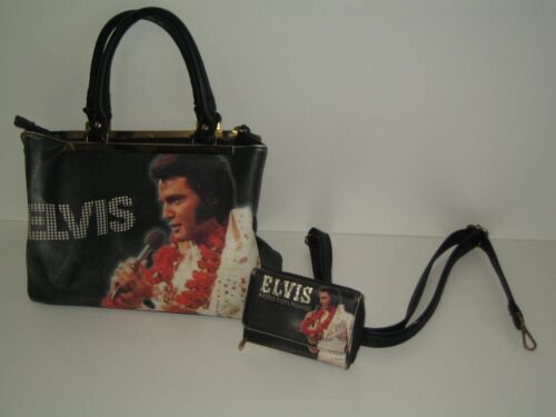 geräumige Damen Handtasche Elvis mit Umhängegurt und passendem Portemonnaie - Picture 1 of 14
