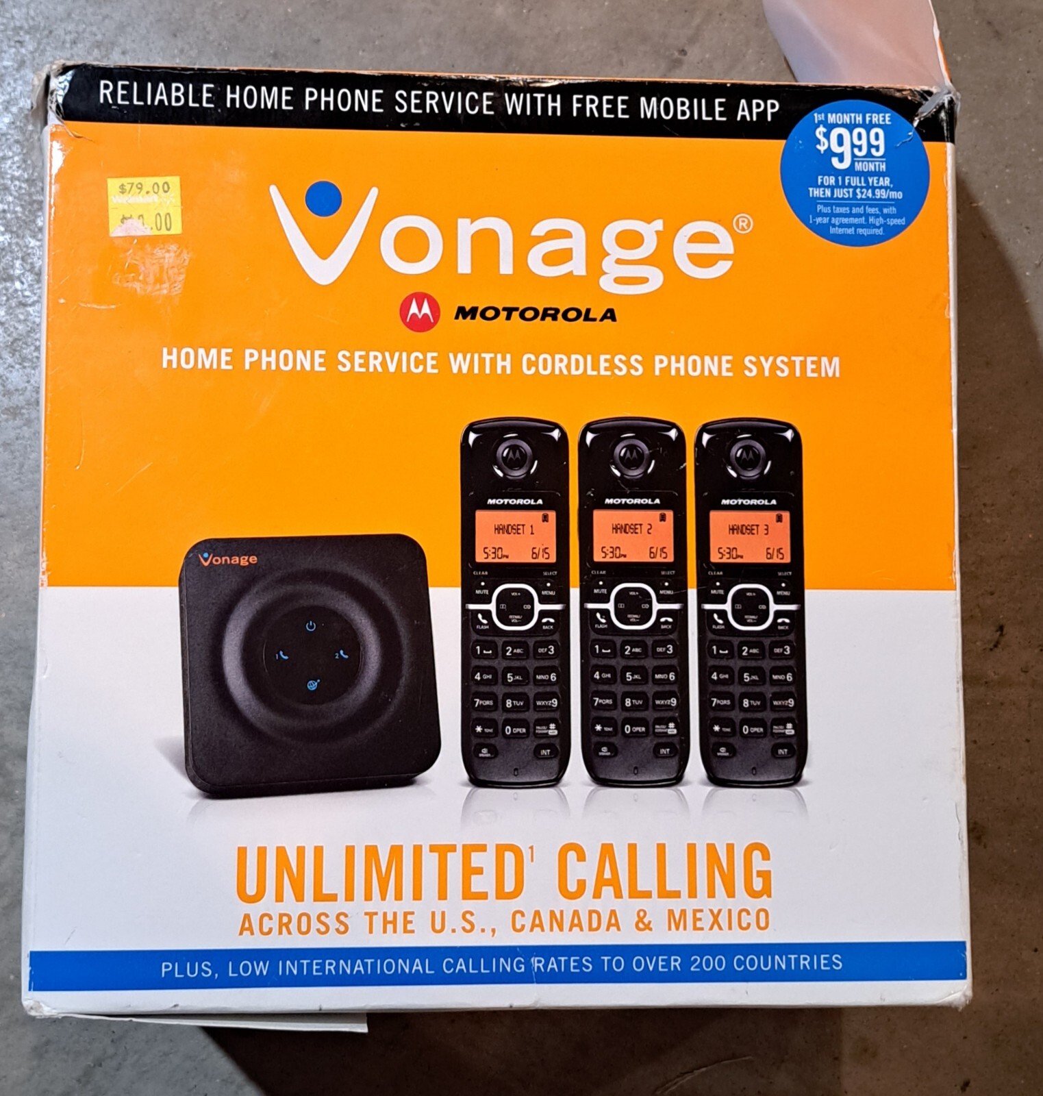 Motorola HT802 Vonage Cordless IP Phone System 3 handsets+router Open