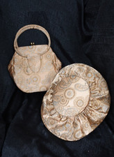 Vintage women's headpiece matching purse set / lot / beige / blue