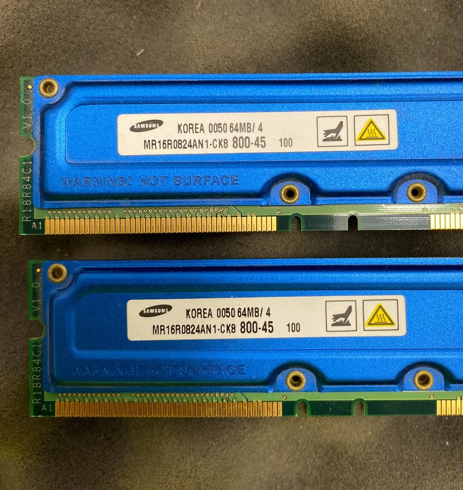 128MB Kit (2 x 64MB) Samsung MR16R0824AN1-CK8 PC800 RDRAM RAMBUS Desktop Memory - Image 2 of 3