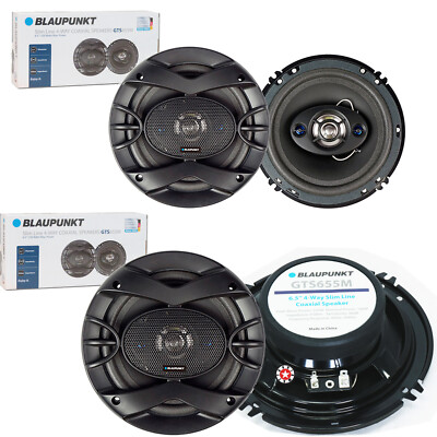 2 Pairs | BLAUPUNKT GTS655M 500W 6.5'' SLIM LINE 4-WAY COAXIAL SPEAKERS MAX POWER