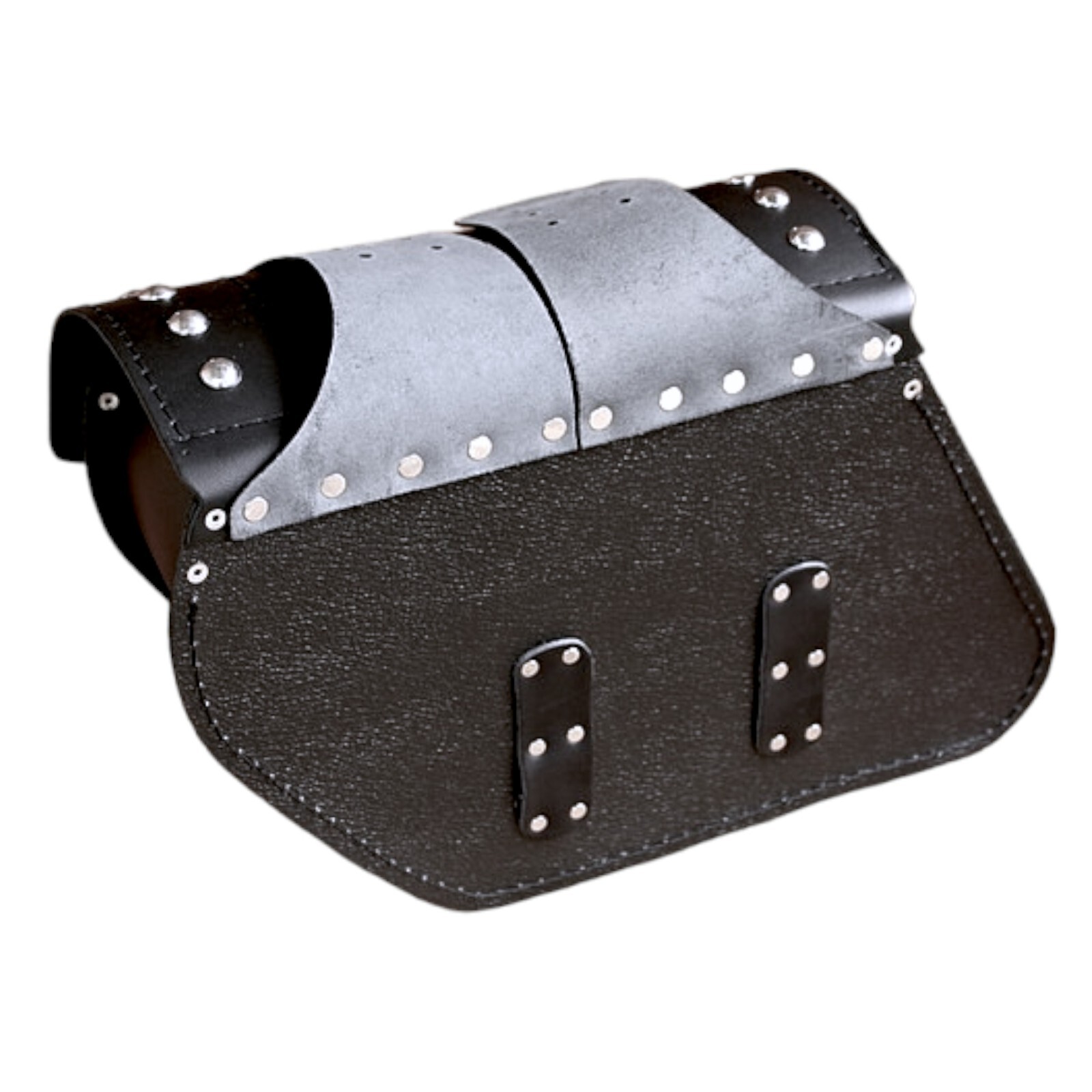 REAL LEATHER SADDLEBAGS SISSY BAR BAG PANNIERS BLACK STUDDED 9L eBay