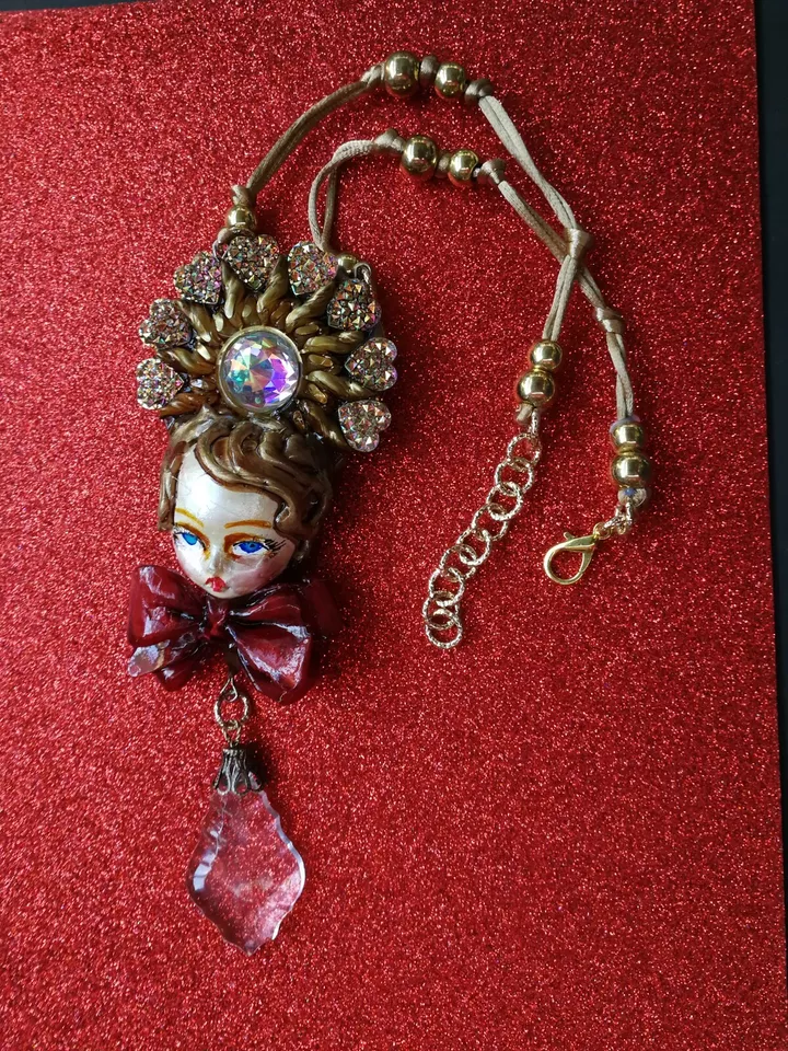 Joyería Collar Colgante Lujo Art Deco Belle Epoque Muñeca Pequeño Mozart Cristal Foto 4 de 4