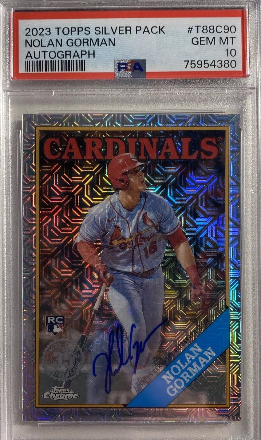 2023 Topps Chrome Silver Pack NOLAN GORMAN AUTO ROOKIE RC #T88C90 PSA 10