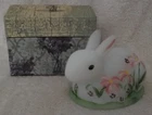 Fenton Art Glass Painted S.Davis Bunny  On Nest Covered Dish Replacement Lid