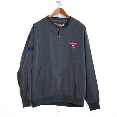 Vintage Swingster Budweiser Windbreaker Jacket Men's XL Gray Lined Pullover