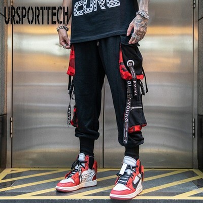 Pantalones De Hip Hop Para Hombre Deportivo De Carga Moda Con Bolsillos Y  Cintas | eBay