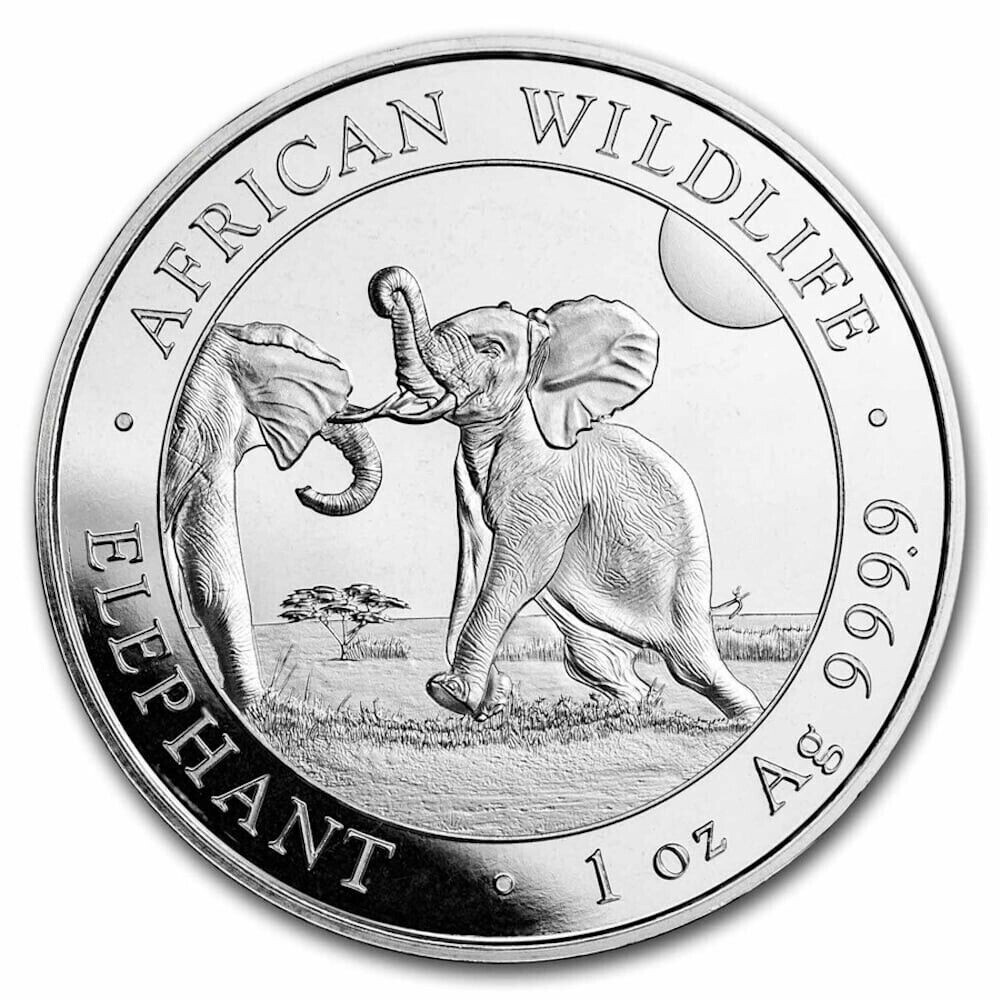 2024 1 oz .999 Fine Silver Somalian African Elephant Coin BU - In Stock