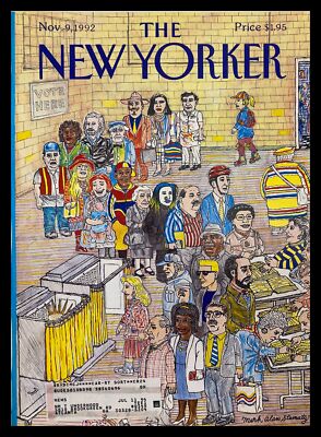 COVER ONLY The New Yorker November 9 1992 Vote Here by Mark Allan Stamaty