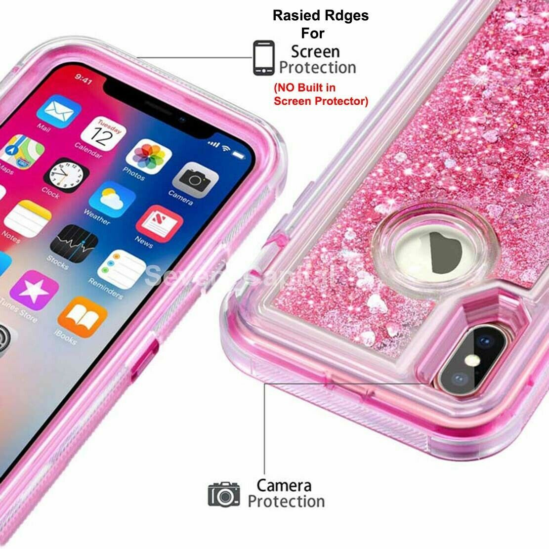 APL iPhone X XR XS Max Defender Liquid Glitter Shockproof