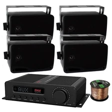 Pyle PFA540BT 5-Channel Bluetooth/FM Amp Receiver, 4x 3.5'' 200W Black Speakers