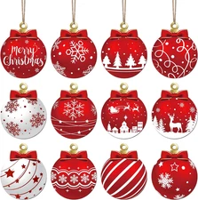 Wooden Christmas Ornaments Set – 12 Pieces, Festive Hanging Decor